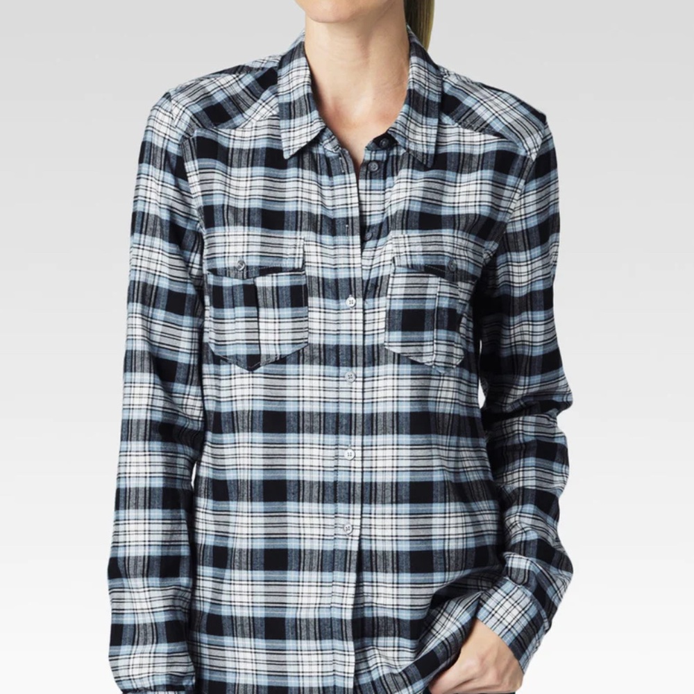 Paige Denim Mya Shirt | Misty Blue & Black Carlton Plaid NWOT